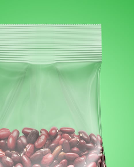 Transparent Package with Beans Mockup