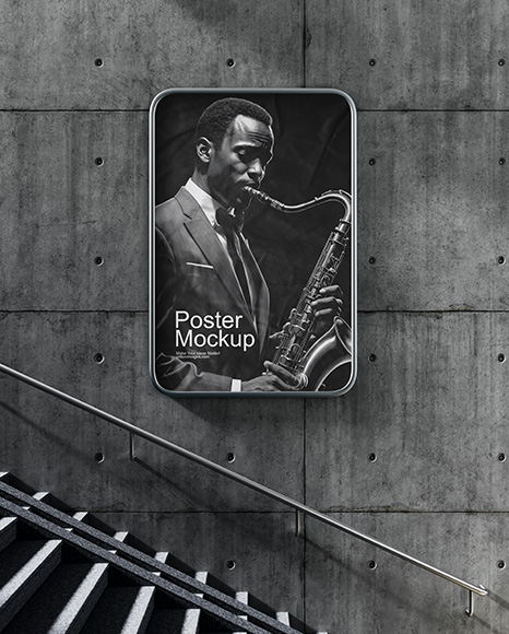 Framed Poster in Underground Passage Mockup