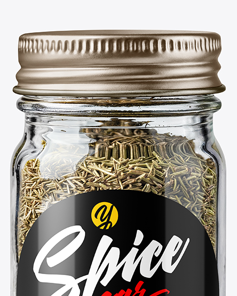 Glass Spice Jar with Thyme Mockup