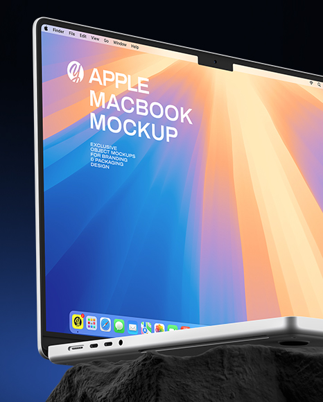 Laptop on the Stone Mockup