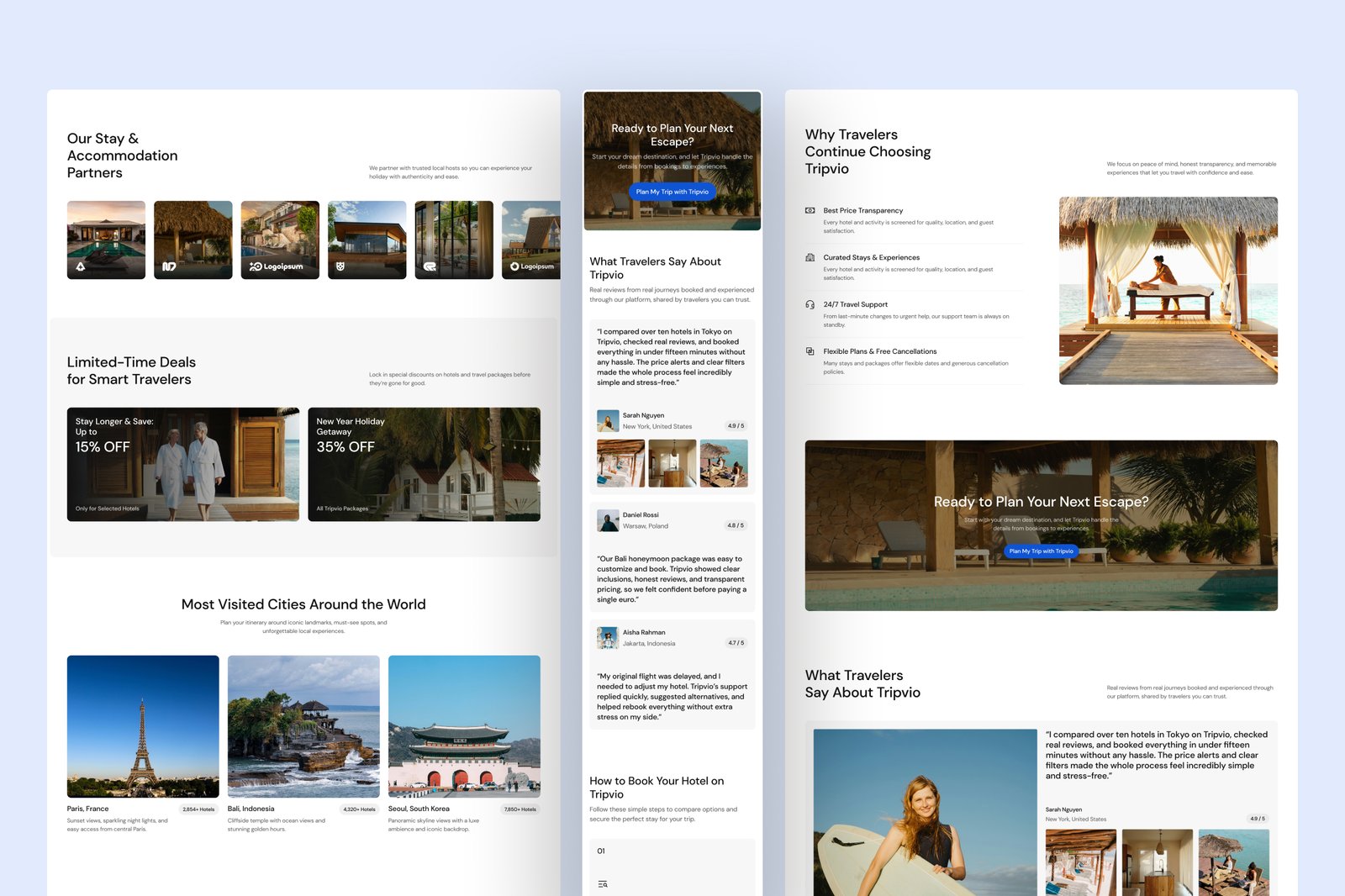 Tripvio – Hospitality Website UI Figma Template