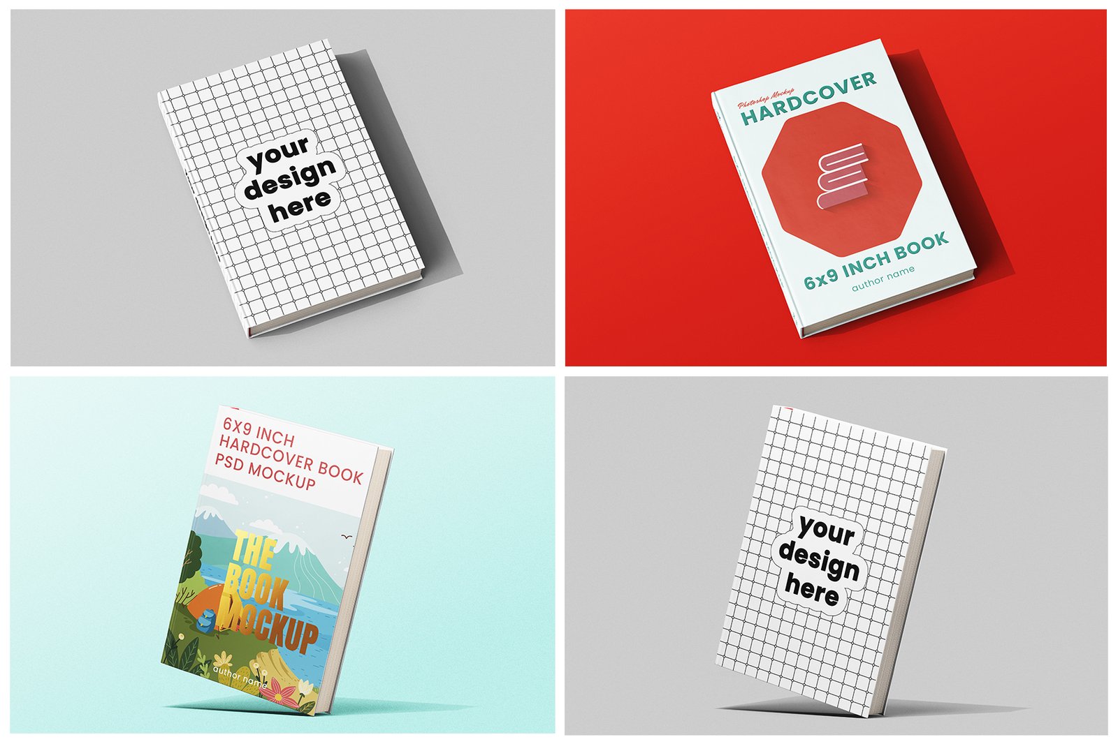 Hardcover Book 6x9 Inch PSD Mockup Set
