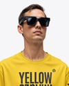 Young Man Wearing Sunglasses and T-shirt Mockup