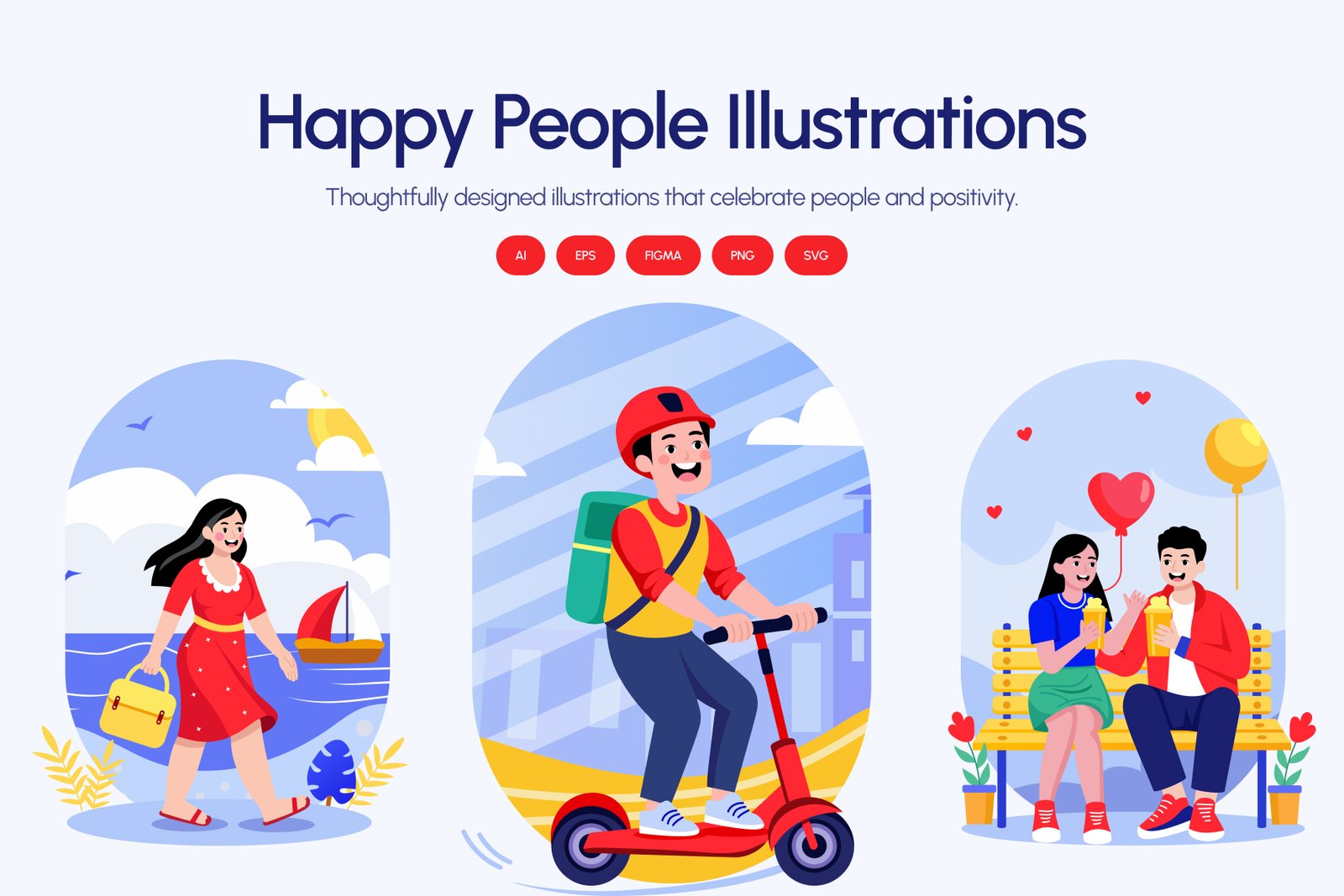 Happy People Illustration Art Set