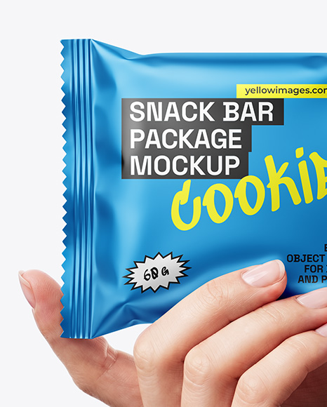 Metallic Snack Pack in a Hand Mockup
