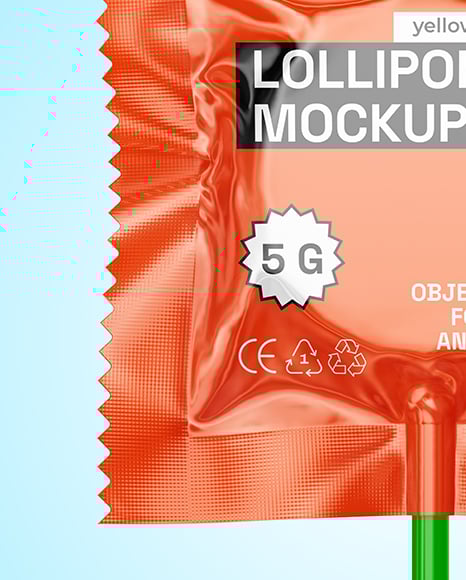 Glossy Lollipop Sachet Mockup