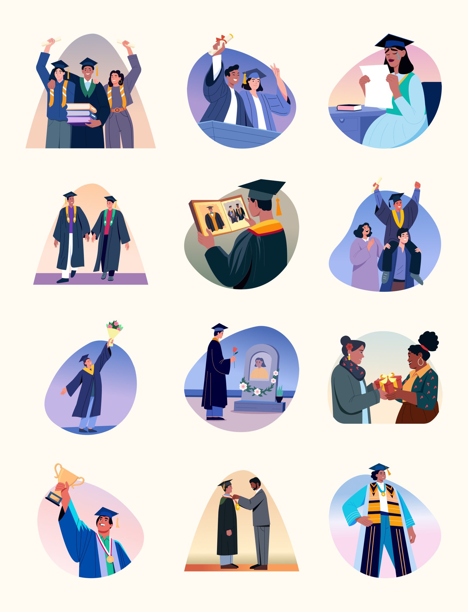 Graduation Illustration Art Set