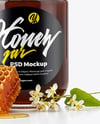 Clear Glass Jar with Buckwheat Honey Mockup