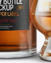 Whiskey Bottle With Glass Mockup