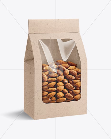 Kraft Box With Almond Nuts Mockup