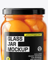 Clear Glass Jar filled Canned Peach Mockup