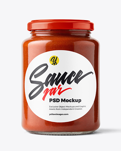 Clear Glass Jar with Pizza Sauce Mockup - Tomato paste mockup