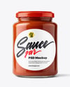 Clear Glass Jar with Pizza Sauce Mockup