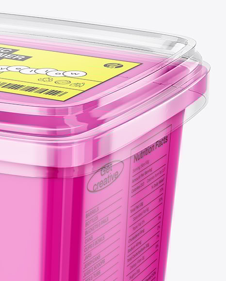 Plastic Food Container with Transparent Lid Mockup