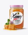 Clear Glass Jar with Clover Honey Mockup