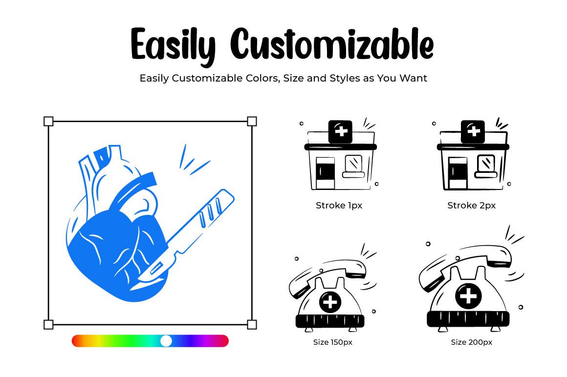 Medical hand-drawn icons