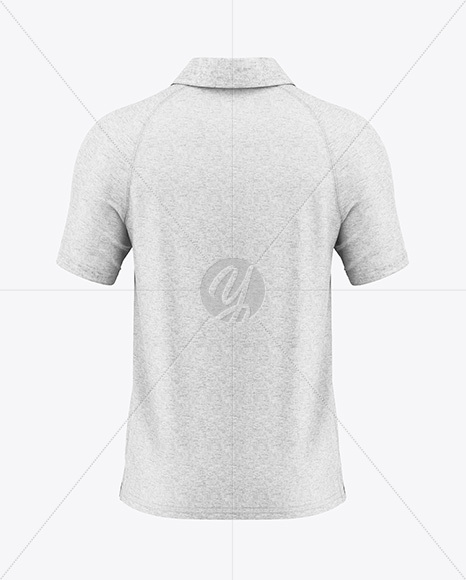 Men's Heather Raglan Polo Shirt Mockup - Back View