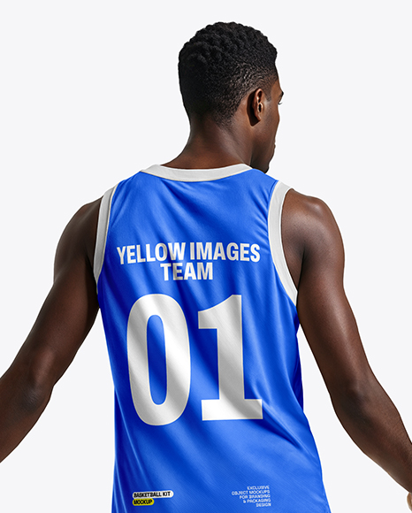 Black Man Wearing Full Basketball Kit Mockup