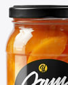 Clear Glass Jar with Peach Preserves Mockup