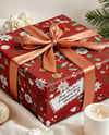 X-mas Gift Box with Bow and Decorations on Background Mockup