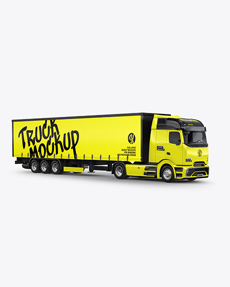 Semi Trailer Truck Mockup - Half Side View - Truck mockup