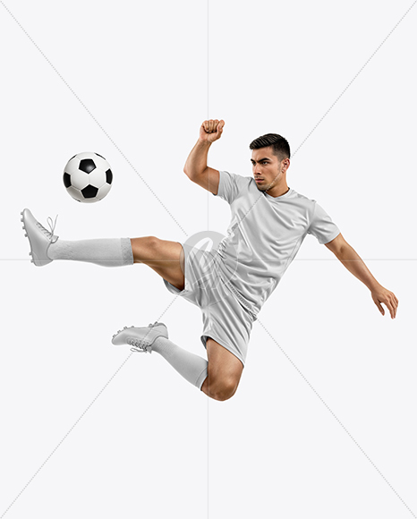 Man Wearing Soccer Jersey and Shorts Mockup