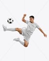 Man Wearing Soccer Jersey and Shorts Mockup