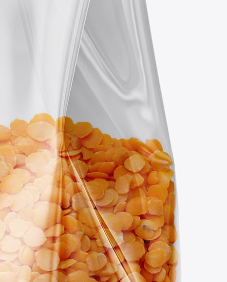 Transparent Package with Lentils Mockup