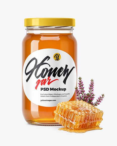 Clear Glass Jar with Heather Honey Mockup - Realistic mockups