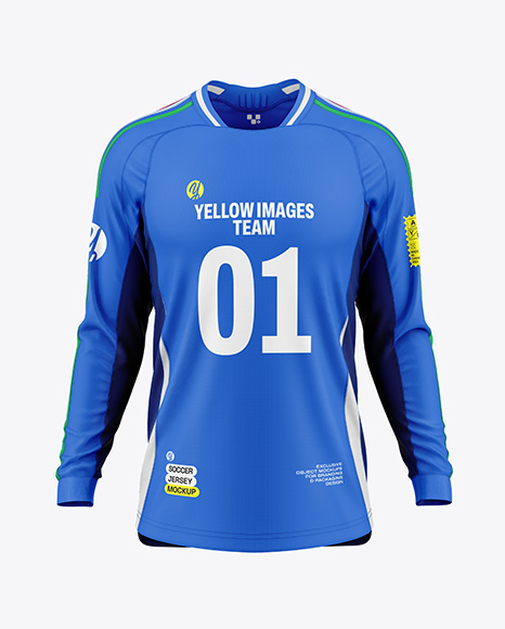 Long Sleeve Soccer Jersey Mockup - Front View - Free+Sports+Team+Soccer+Jersey+T-Shirt+Mockup+PSD+-+Good+...