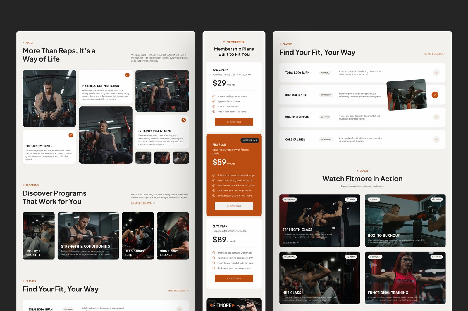FitMore – Modern Fitness &amp; Gym Studio Website Template
