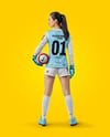 Female Goalkeeper Wearing Long Sleeve Soccer Jersey Mockup