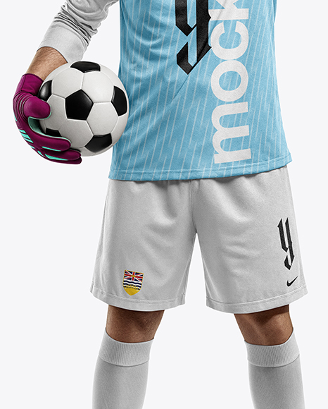 Soccer Goalkeeper Wearing Long Sleeve Jersey and Shorts Mockup