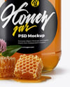 Clear Glass Jar with Clover Honey Mockup