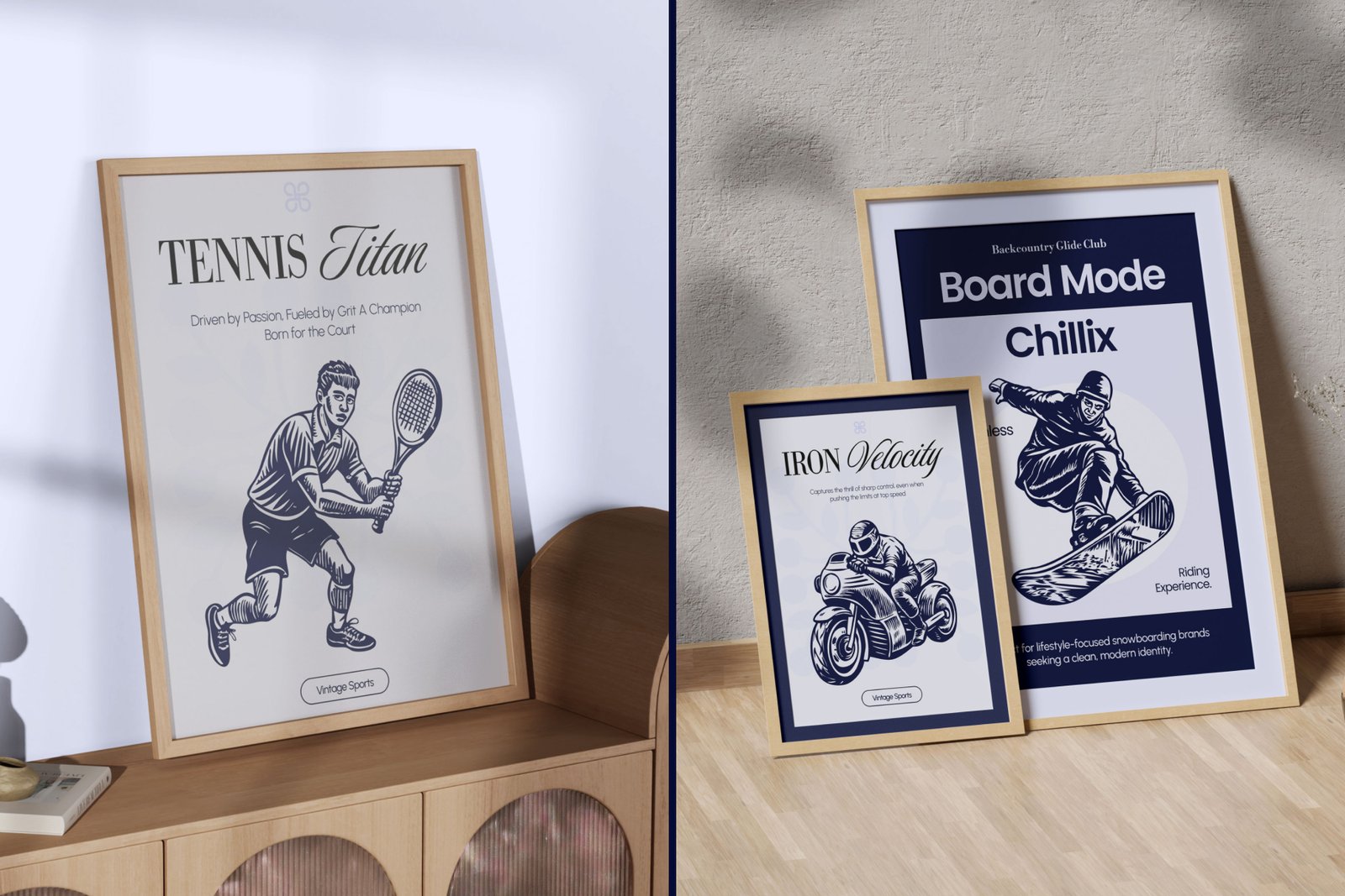 Vintage Sports Illustration Set