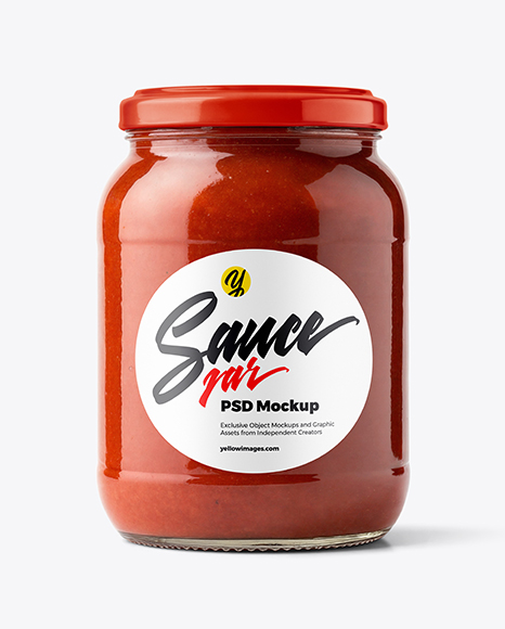 Clear Glass Jar with Pizza Sauce Mockup - Tomato paste mockup