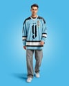 Man Wearing Ice Hockey Jersey Mockup