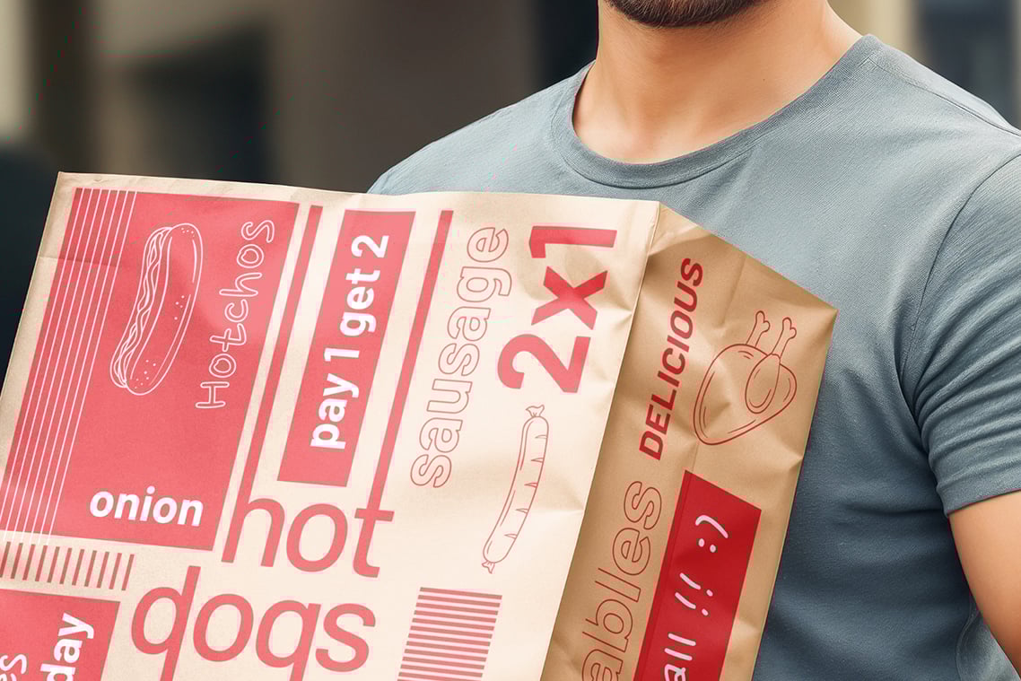 Restaurant Delivery Paper Bag Mockup
