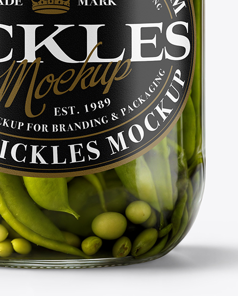 Clear Glass Jar with Pickled Green Beans Mockup