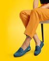 Leather Moccasins on Women's Legs Mockup