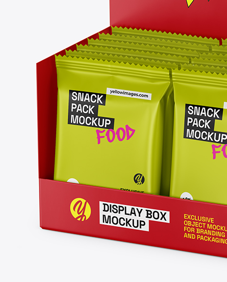 Display Box with Matte Snacks Mockup