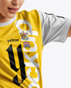 Female Soccer Player Wearing Jersey and Shorts Mockup