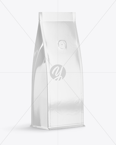 Glossy Coffee Bag Mockup - Half Side view