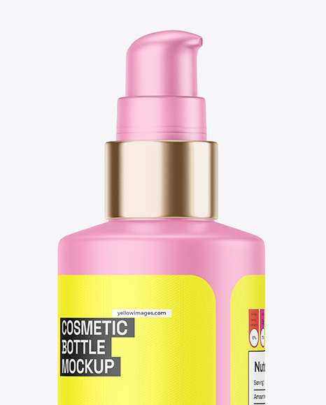 Matte Cosmetic Bottle with Pump Mockup