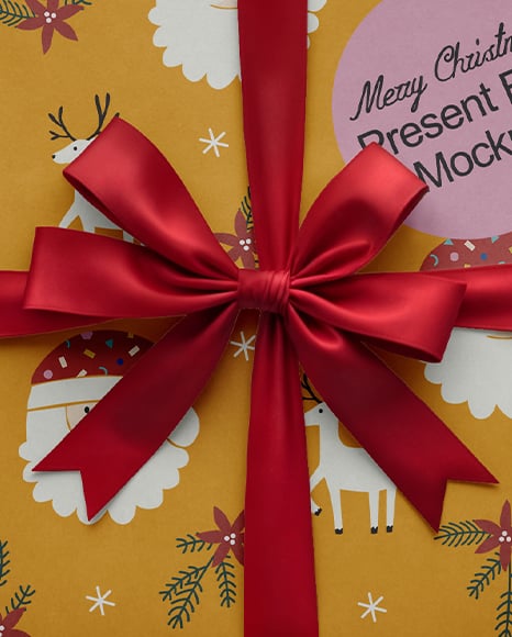 Christmas Gift Box in Santa's Hands Mockup