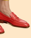 Pair of Leather Loafers on Woman's Legs Mockup