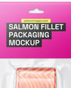 Clear Plastic Packaging with Salmon Fish Fillet Mockup