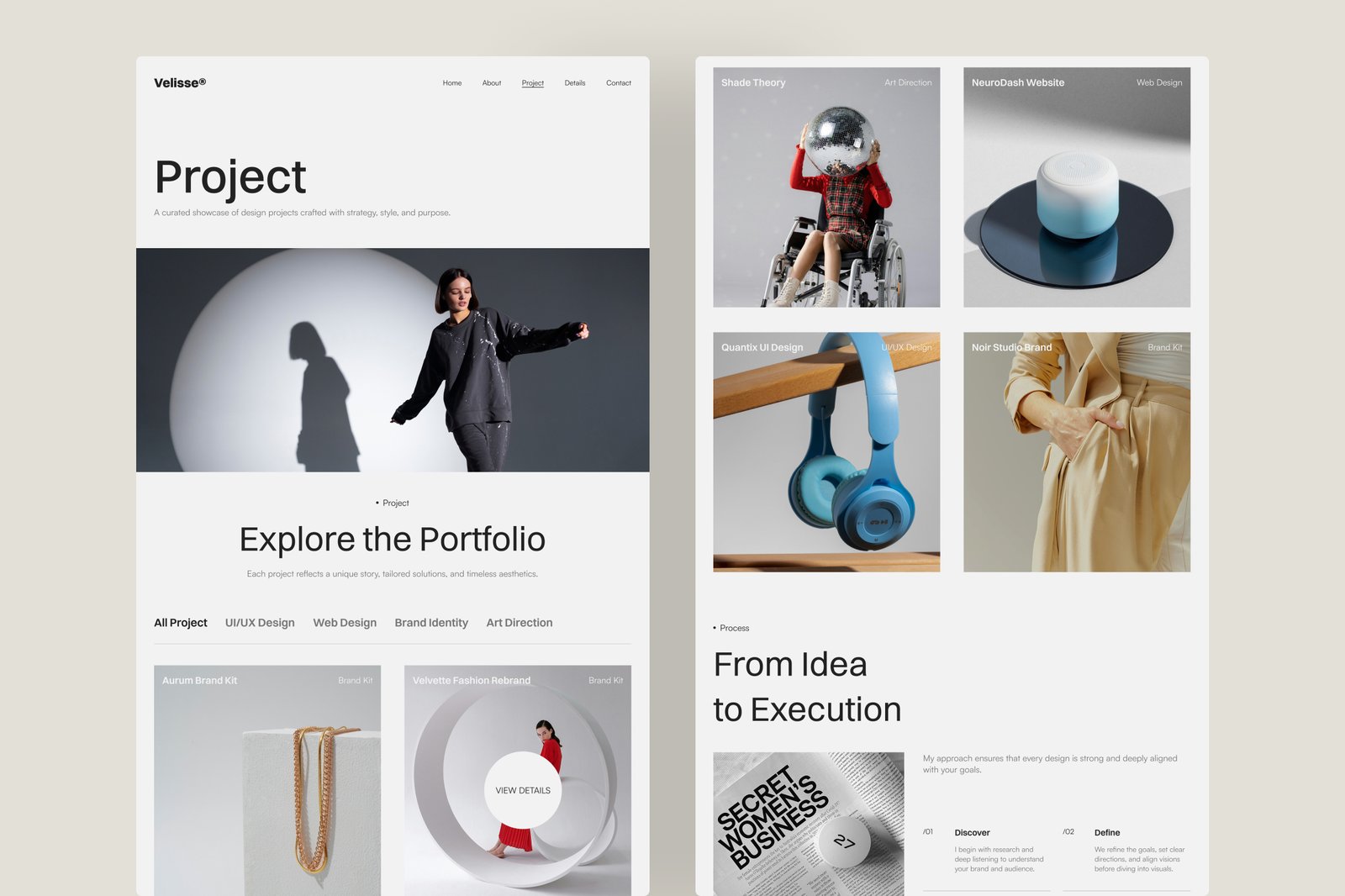 Velisse – Portfolio Website UI Figma Template