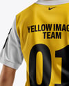 Female Soccer Player Wearing Jersey and Shorts Mockup