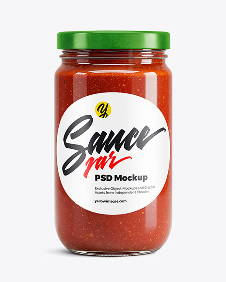 Clear Glass Jar with Pizza Sauce Mockup